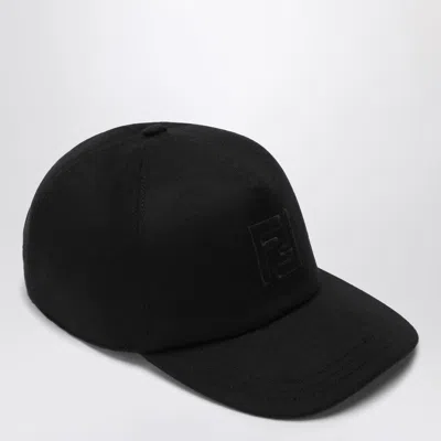 Fendi Black Wool And Cashmere Baseball Cap In Orange