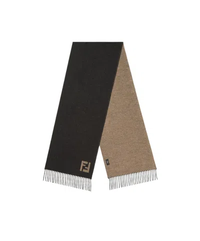Fendi Black Wool And Cashmere Scarf In Brown