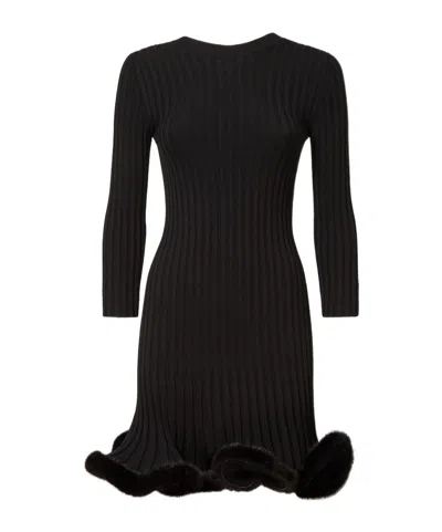 Fendi Black Wool And Mink Dress In Black