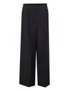 Fendi Women Black Pants With Front Pences And Wide Leg In Wool Woman In Black