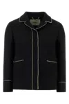 Fendi Wool Blend Blazer Contrast Piping Pockets In Multi