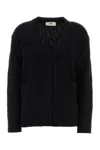 Fendi Black Wool Blend Cardigan In Pink
