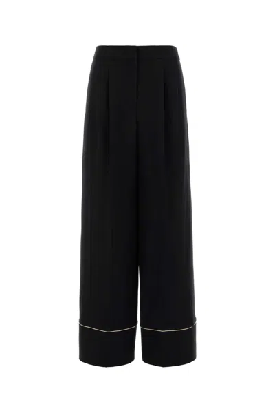 Fendi Wool Blend Pyjama Trousers High Waist In Black