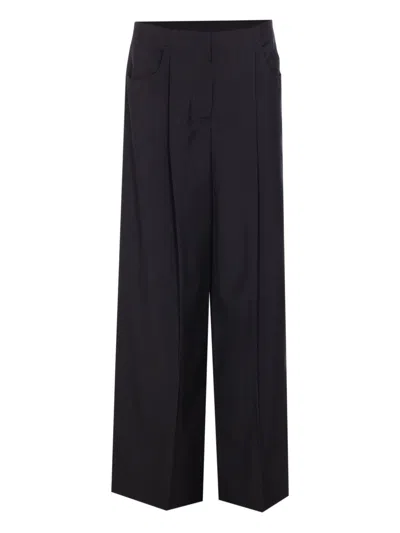 Fendi Pleated Wide-leg Trousers In Blue