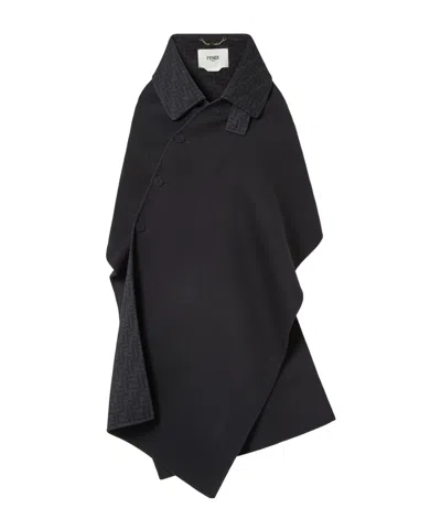 Fendi Black Wool Cloak