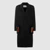 Fendi Straight-fit Midi Coat With Side Slits At The Bottom In Black