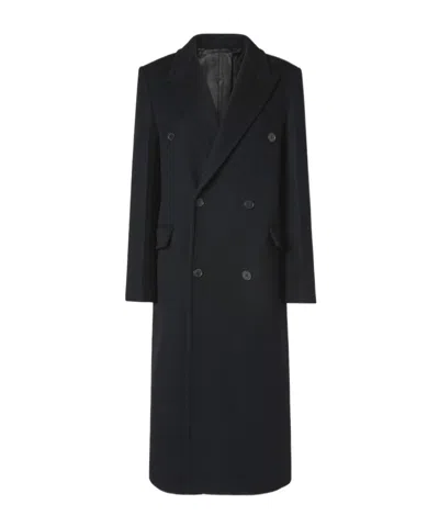 Fendi Double-breasted Wool Blend Coat In Black
