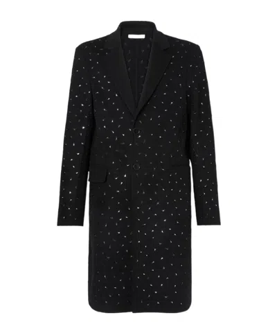 Fendi Black Wool Coat With Mirrors