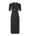 Fendi Wool Dress With Embroidered Ribbed Hem And Short Sleeves In Black
