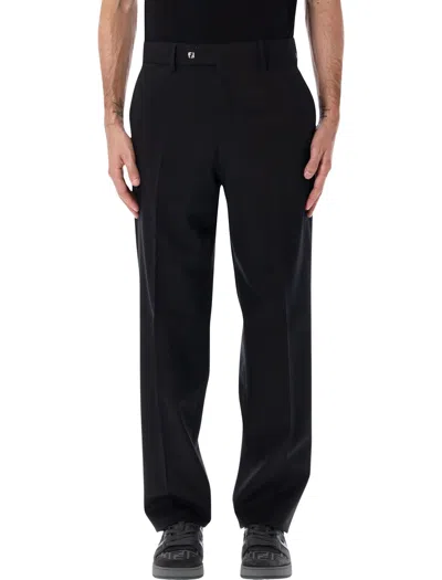 Fendi Black Wool Gabardine Cigarette Trousers