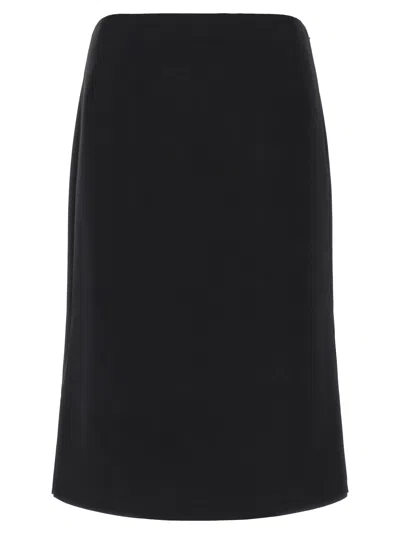 Fendi Black Wool Midi Women's Skirt