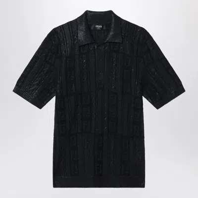 Fendi Black Wool Polo Men