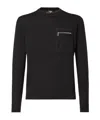 Fendi Knit Sweater With Ribbed Cuffs And Pocket In Black