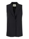 Fendi Black Tailored Vest With Sharp Lapel In Black