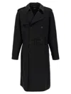 Fendi Black Wool Double-breasted Trench Coat In Black