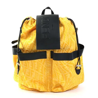 Pre-owned Fendi Black Yellow Canvas Backpack () In Black, Yellow