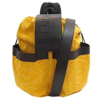 Pre-owned Fendi Black Yellow Canvas Backpack () In Black, Yellow