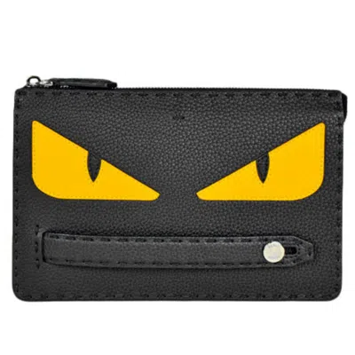 Pre-owned Fendi Black Yellow Leather Clutch Bag ()