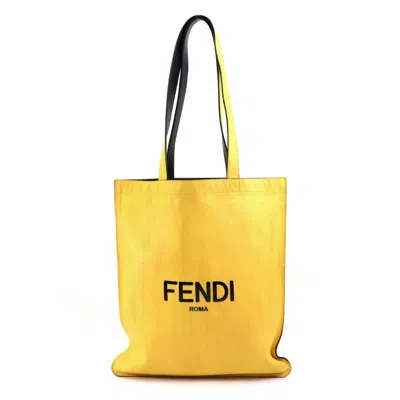 Pre-owned Fendi Black Yellow Leather Shoulder Bag Tote Bag () In Black, Yellow