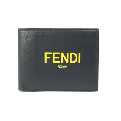 Pre-owned Fendi Black Yellow Leather Wallet (bi-fold) () In Multi