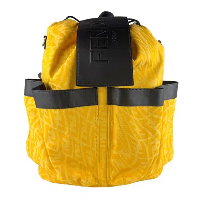 Pre-owned Fendi Black Yellow Nylon Leather Backpack () In Multi