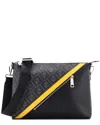 Fendi Black Zucca Coated Canvas And Leather Front Zip Messenger Large  (authentic Pre-loved) In Black
