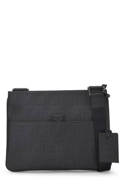 Pre-owned Fendi Black Zucca Coated Canvas Flat Messenger Small