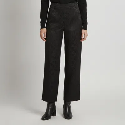 Pre-owned Fendi Black Zucca Print Jacquard Wide Leg Trouser S