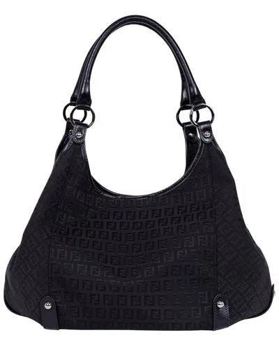 Fendi Black Zucchino Canvas Hobo