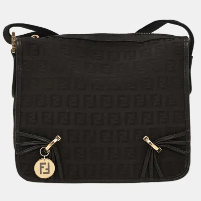 Pre-owned Fendi Black Zucchino Shoulder Bag