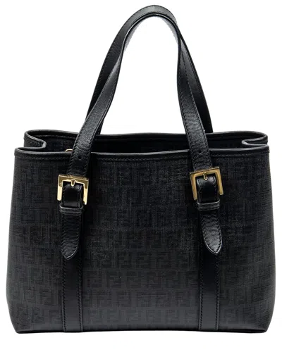 Fendi Black Zucchino Spalmati Coated Canvas Square Open Tote (authentic Pre-  Loved)