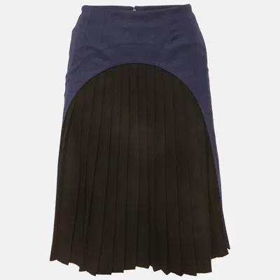 Pre-owned Fendi Black/blue Pleated Short Skirt S