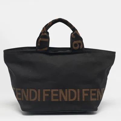 Pre-owned Fendi Black/brown Canvas Logo Tote