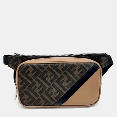 Pre-owned Fendi Black/brown Coated Canvas Belt Bag