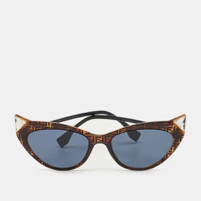 Pre-owned Fendi Black/brown Ff0356/s Crystal Cat Eye Sunglasses