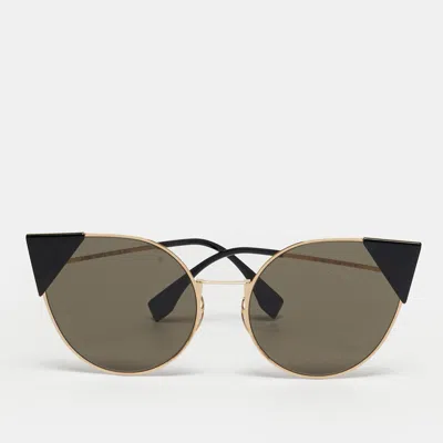 Pre-owned Fendi Black/gold Tone Ff0190/s Cat Eye Sunglasses