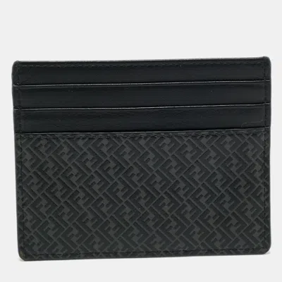 Pre-owned Fendi Black/grey Micro Zucca Leather Card Holder