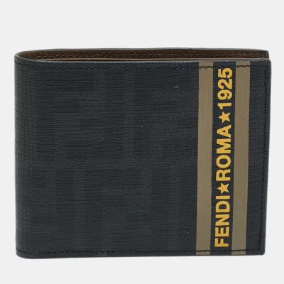 Pre-owned Fendi Black/grey Zucca Coated Canvas Bifold Wallet