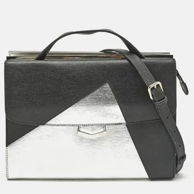 Pre-owned Fendi Black/silver Leather Small Demi Jour Top Handle Bag