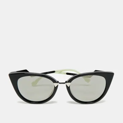 Pre-owned Fendi Black/silver Mirrored Ff 0118/s Cat Eye Sunglasses