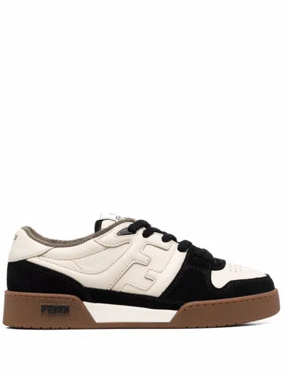 Fendi Blackwhite Lace Up Sneakers In Multi