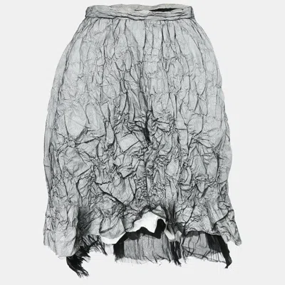 Pre-owned Fendi Black/white Mesh Textured Short Skirt S