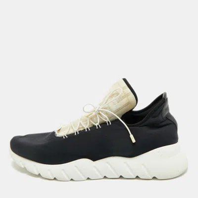 Pre-owned Fendi Black/white Neopene And Knit Fabric Low Top Sneakers Size 44