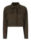 Fendi Ff Logo Cropped Jacket In Brown