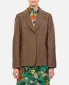Fendi Tailored Waisted Blazer With Embroidered Logo In Brown