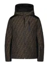Fendi Ff-jacquard Canvas Ski Jacket In Brown