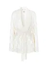Fendi Jacquard Silk Blazer With Floral Motif In White