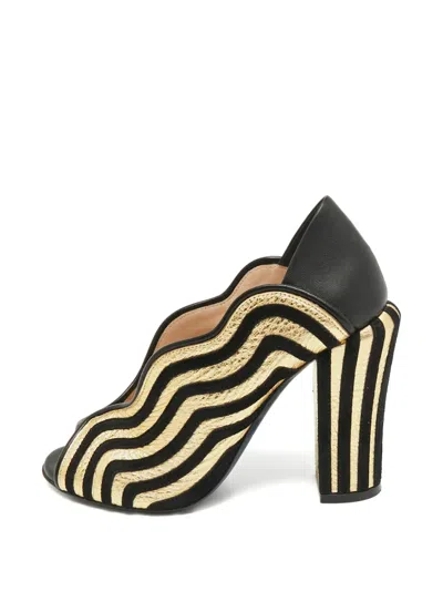 Pre-owned Fendi Block-heel Leather Sandals In Black