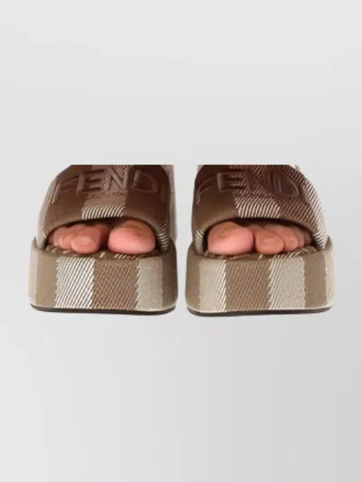 Fendi Block Hem Rose-gold Band Maxi Dress In Brown