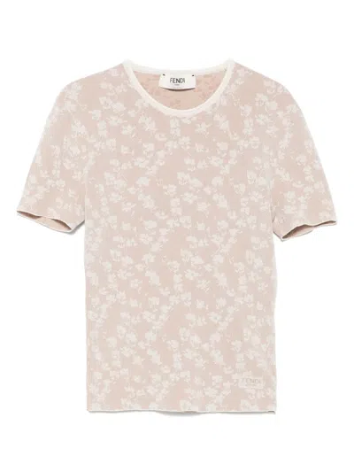 Fendi Women Embroidered Viscose Blend T-shirt In Multicolor